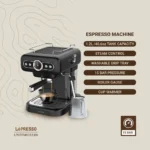 LePresso Retro Espresso Boiler Machine Gauge and Milk Steamer - Image 2
